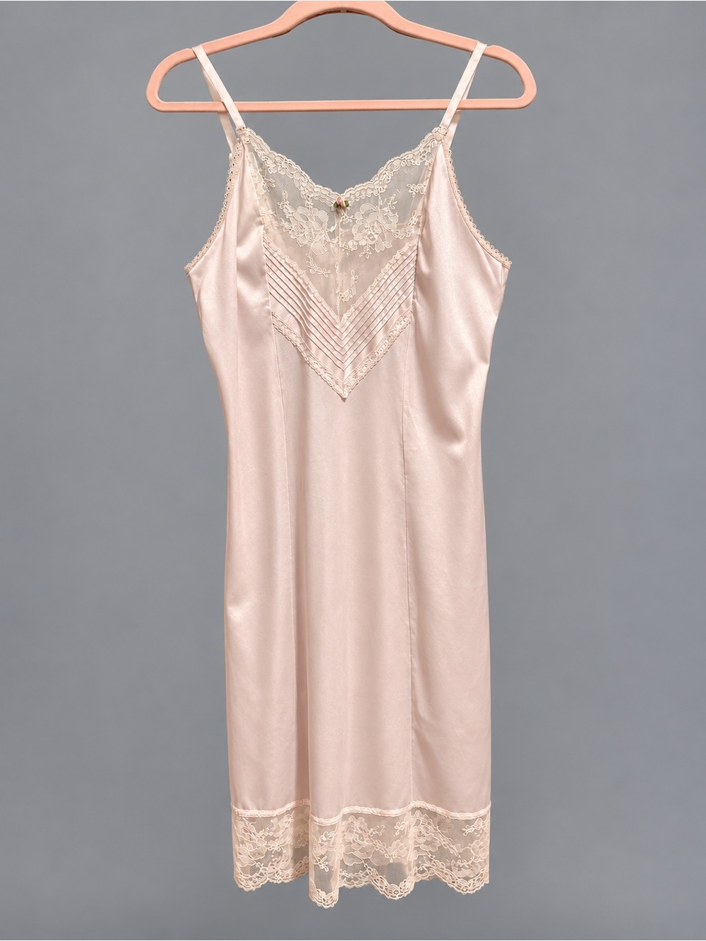 Body Lites Blush Pink Floral Lace Full Slip Size 36 Made in USA